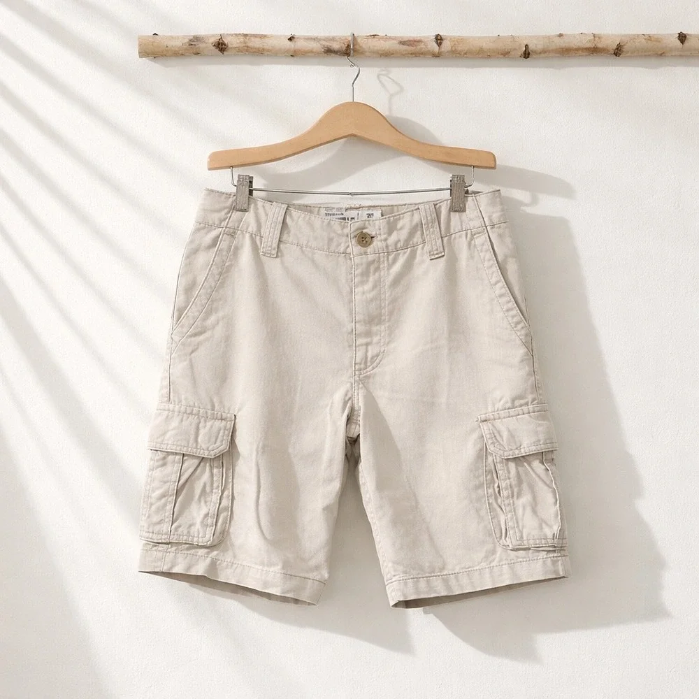 Aeropostale Mens Cargo Shorts Khaki‎ Tan Cotton Size 30